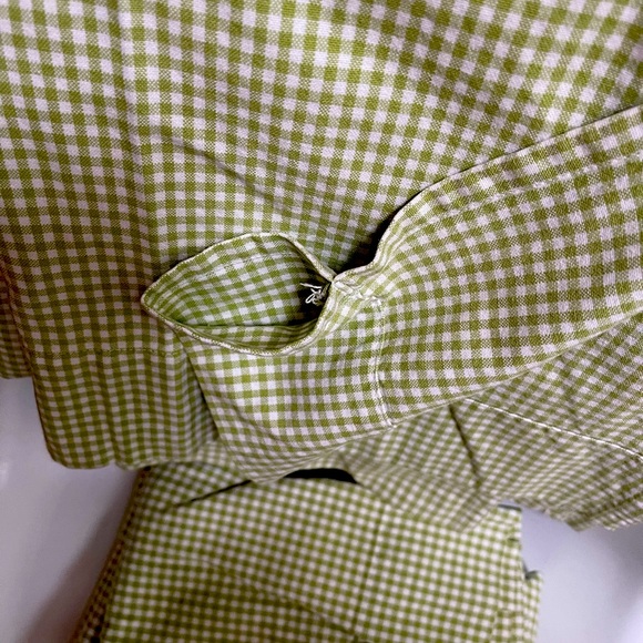 Pottery Barn Green White Gingham Check Curtain Panels (4) 41”x79” - Picture 2 of 2